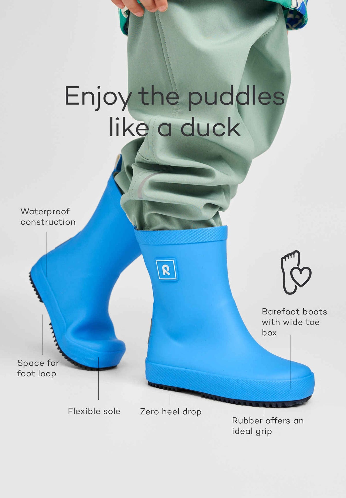 Bottes de pluie pieds nus pour enfants Ankka